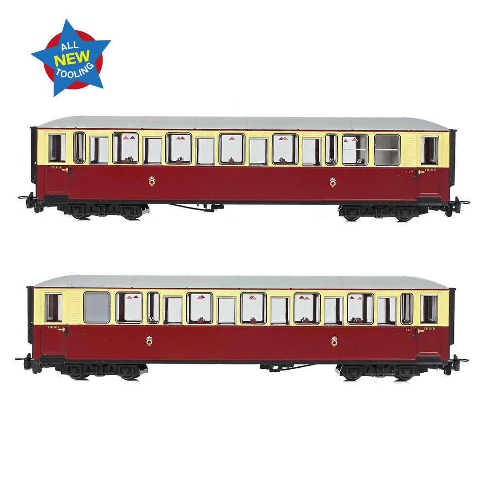 Bachmann Narrow Gauge 394-100 - Ffestiniog Railway 'Tin Car' Saloon Third No. 119 FR Crimson & Cream