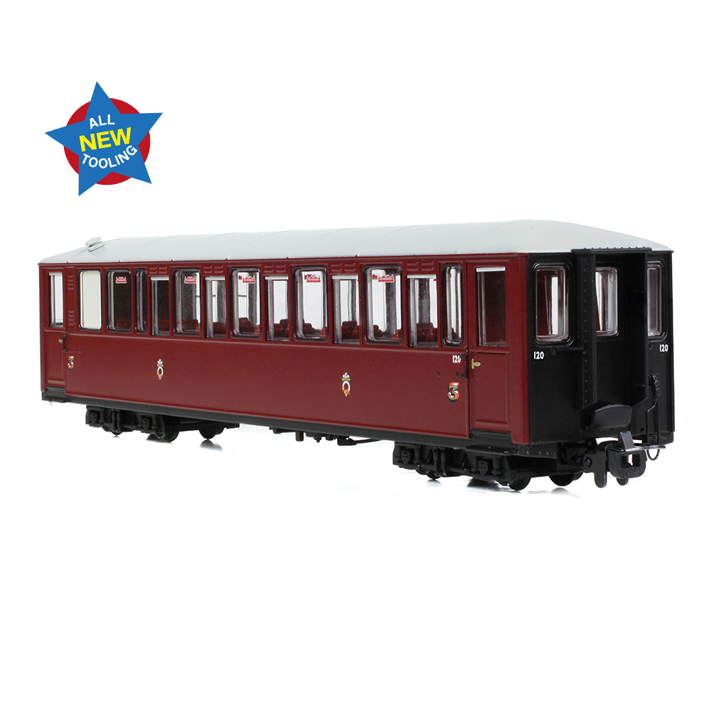 Bachmann Narrow Gauge 394-101A - Ffestiniog Railway 'Tin Car' Saloon Third No. 120 FR Maroon