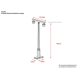 Graham Farish (Scenecraft) 42-542 - Concrete Platform Lamps x 4