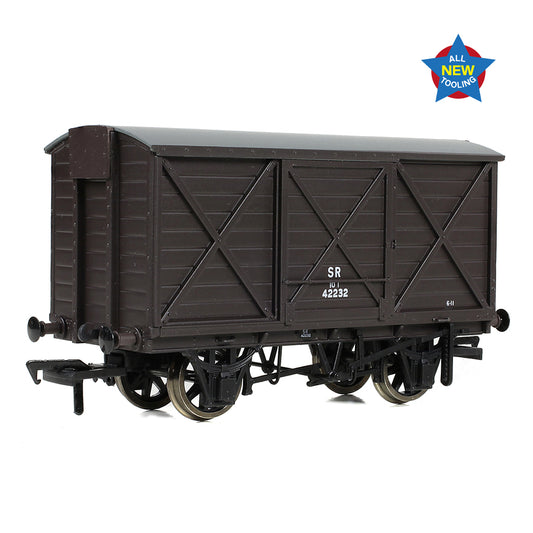 EFE Rail E87054 - SR Diagram 1406 10T Covered Van SR Brown Post 1936