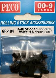 Peco GR-104 - 00-9 Pair of Coach Bogies, Wheels & Couplers