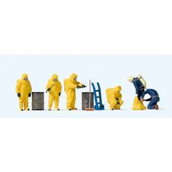 Preiser 10733 - Fireman in Yellow Chemical Suits (6) Exclusive Figure Set