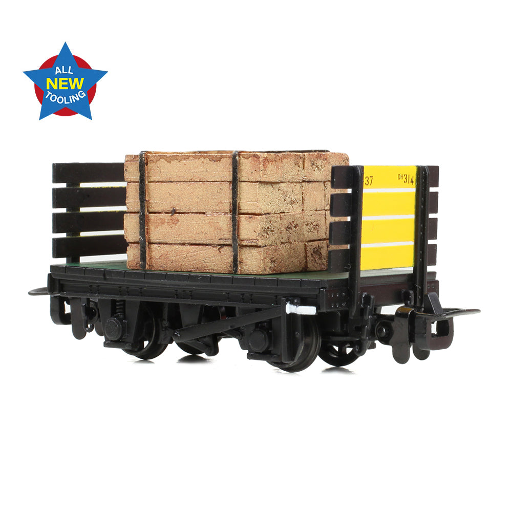 Bachmann Narrow Gauge 393-175 - RNAD Flat Wagon RNAD Black Planked Yellow Ends With Load