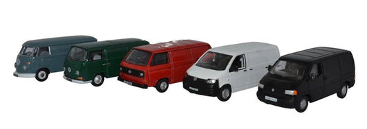 Oxford Diecast 76SET66 - 5 Piece VW Van Set T1/T2/T3/T4/T5