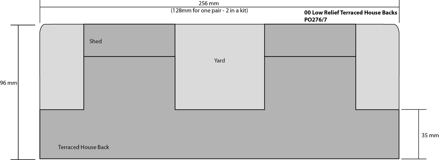 Metcalfe PO276 - Low Relief Red Brick Terraced House Backs