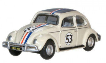 Oxford Diecast 76VWB001 - VW Beetle in Pearl White. Number 53 (Herbie)